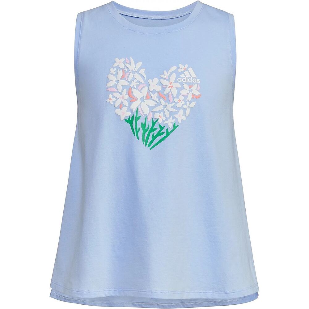 NWT Adidas | 100% Cotton Blue Curve Hem Sporty Tank Top | Size Large